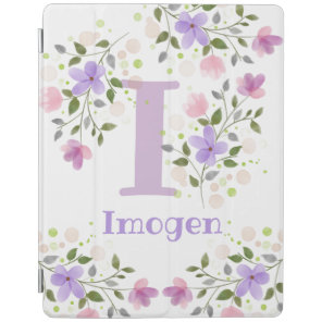 First Initial Plus Name Imogen with Flowers iPad Smart Cover
