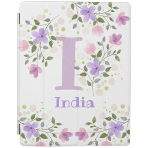 First Initial Plus Name India with Flowers iPad Smart Cover