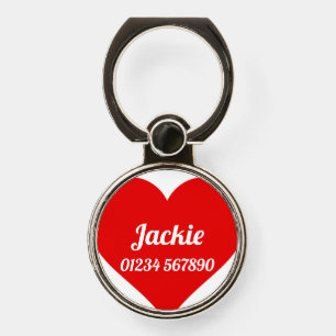 First Initial Plus Name Jackie with Flowers Phone Ring Stand