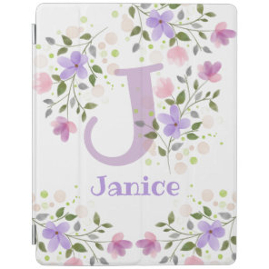 First Initial Plus Name Janice with Flowers iPad Smart Cover