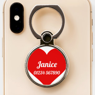 First Initial Plus Name Janice with Flowers Phone Ring Stand