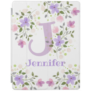 First Initial Plus Name Jennifer with Flowers iPad Smart Cover