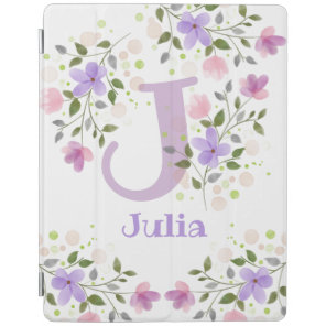 First Initial Plus Name Julia with Flowers iPad Smart Cover