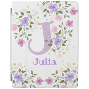 First Initial Plus Name Julia with Flowers iPad Smart Cover
