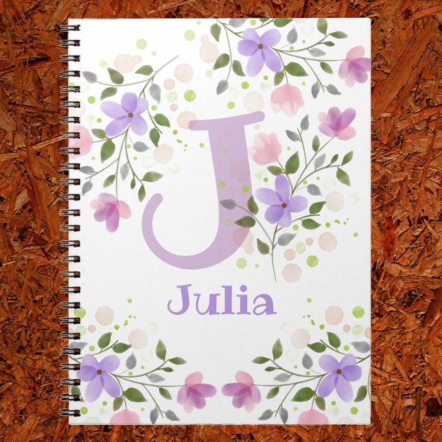 First Initial Plus Name Julia with Flowers Notebook (Creator Uploaded)