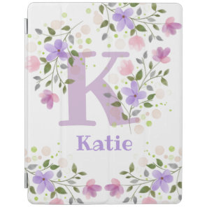 First Initial Plus Name Katie with Flowers iPad Smart Cover