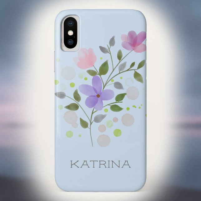 First Initial Plus Name Katrina with Flowers Case-Mate iPhone Case (Creator Uploaded)