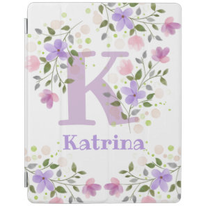First Initial Plus Name Katrina with Flowers iPad Smart Cover