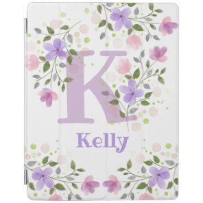 First Initial Plus Name Kelly with Flowers iPad Smart Cover