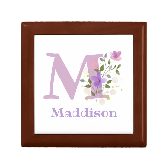 First Initial Plus Name with Flowers Gift Box (Front)
