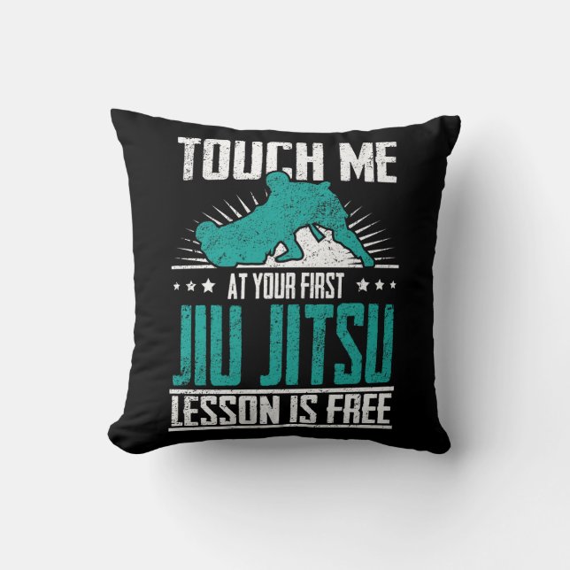 First Jiu Jitsu Lesson Is Free Brazilian BJJ Throw Pillow (Front)