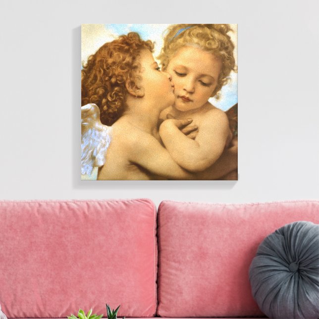 First Kiss (angel detail) by Bouguereau Canvas Print (Insitu(LivingRoom))