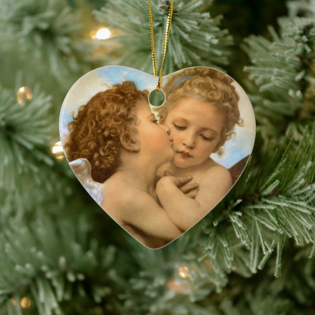 First Kiss (angel detail) by Bouguereau Ceramic Ornament (Tree)