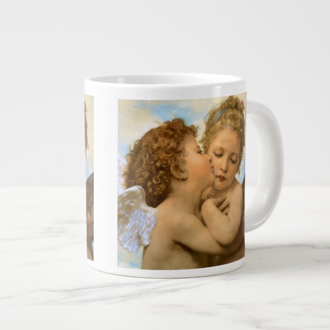 First Kiss (angel detail) by Bouguereau Giant Coffee Mug (Front Right)