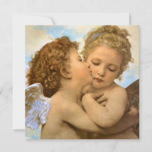 First Kiss angel detail by Bouguereau Invitation