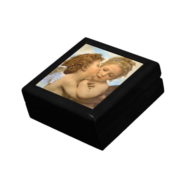 First Kiss (angel detail) by Bouguereau Jewelry Box (Side)