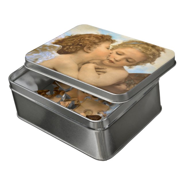 First Kiss (angel detail) by Bouguereau Jigsaw Puzzle (Lid Open)