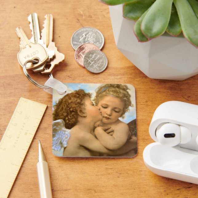 First Kiss (angel detail) by Bouguereau Keychain (Desk)