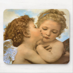 First Kiss (angel detail) by Bouguereau Mouse Pad