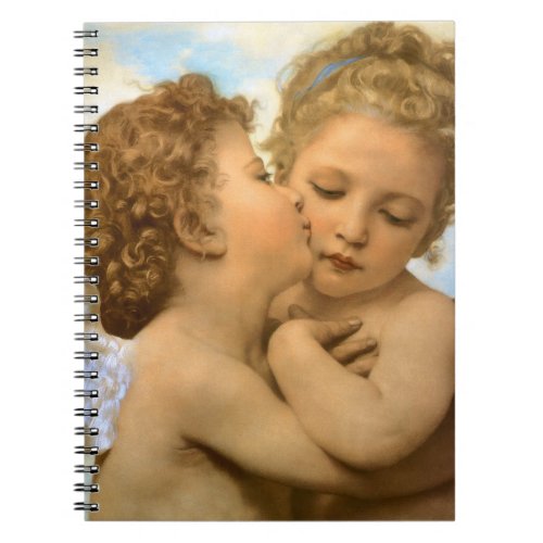 First Kiss angel detail by Bouguereau Notebook