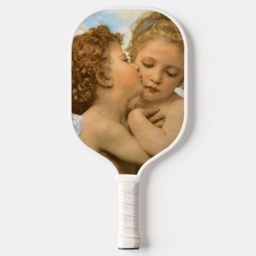 First Kiss angel detail by Bouguereau Pickleball Paddle
