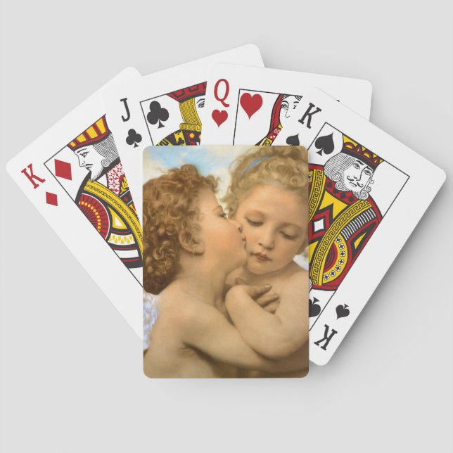 First Kiss (angel detail) by Bouguereau Poker Cards (Back)