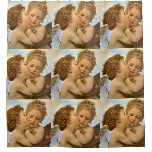 First Kiss angel detail by Bouguereau Shower Curtain