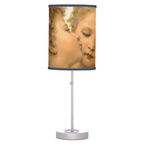 First Kiss angel detail by Bouguereau Table Lamp