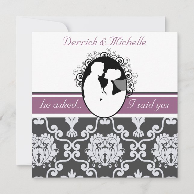 First Kiss Purple Customized Wedding Invitation (Front)