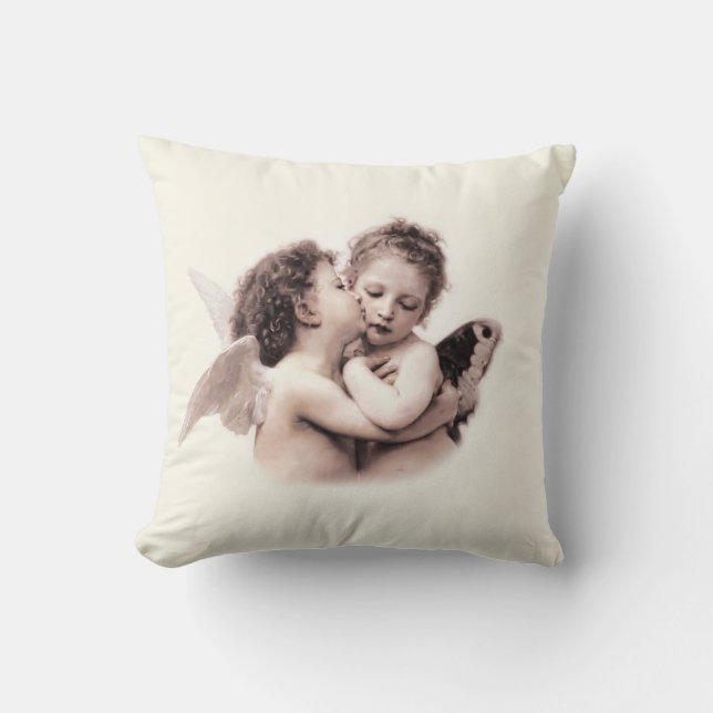 First Kiss Romantic Throw Pillow (Front)