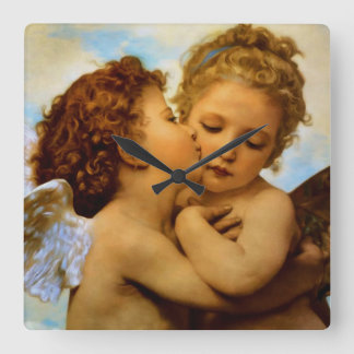 First Kiss Square Wall Clock