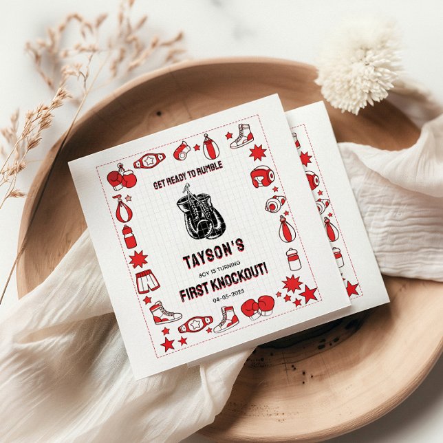 First Knockout Boxing 1st Birthday – Fun Kids  Napkins (First Knockout Boxing 1st Birthday – Fun Kids Napkins
)