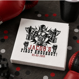 First Knockout Boxing Birthday Party Napkins