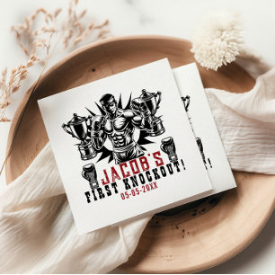 First Knockout Boxing Birthday Party Napkins
