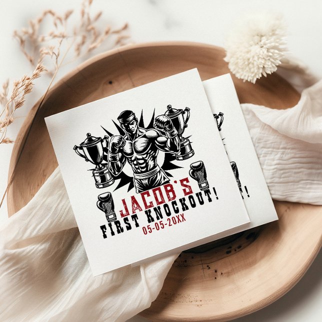 First Knockout Boxing Birthday Party Napkins (Creator Uploaded)