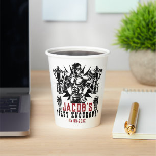 First Knockout Boxing Birthday Party Paper Cups