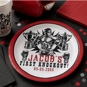 First Knockout Boxing Birthday Party Paper Plates