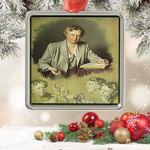 First Lady Anna Eleanor Roosevelt Metal Ornament