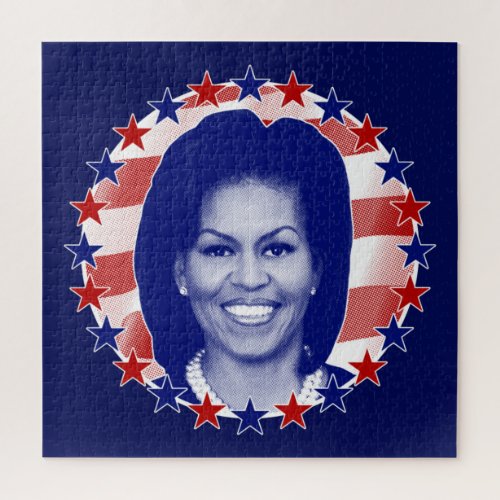 First Lady Michelle Obama Stars and Stripes Jigsaw Puzzle
