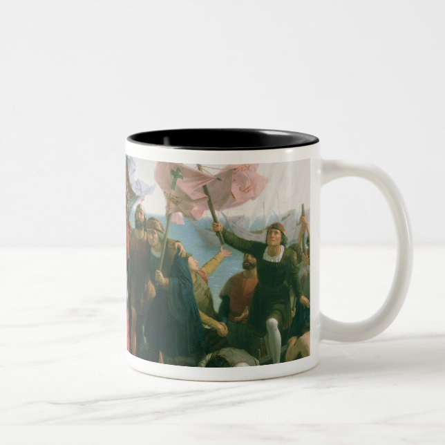 First Landing of Christopher Columbus in Two-Tone Coffee Mug (Right)