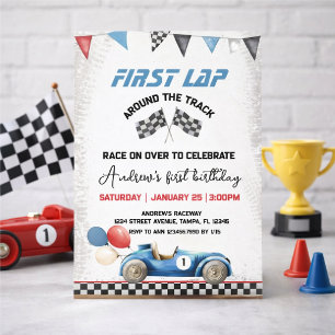 first lap, 1st birthday invitation