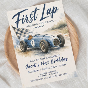 First Lap Around the Track   1st Birthday   ONE Invitation