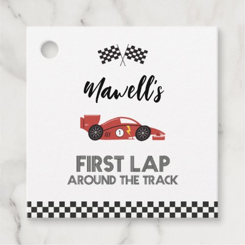 First Lap Around the Track Birthday Favor Tags