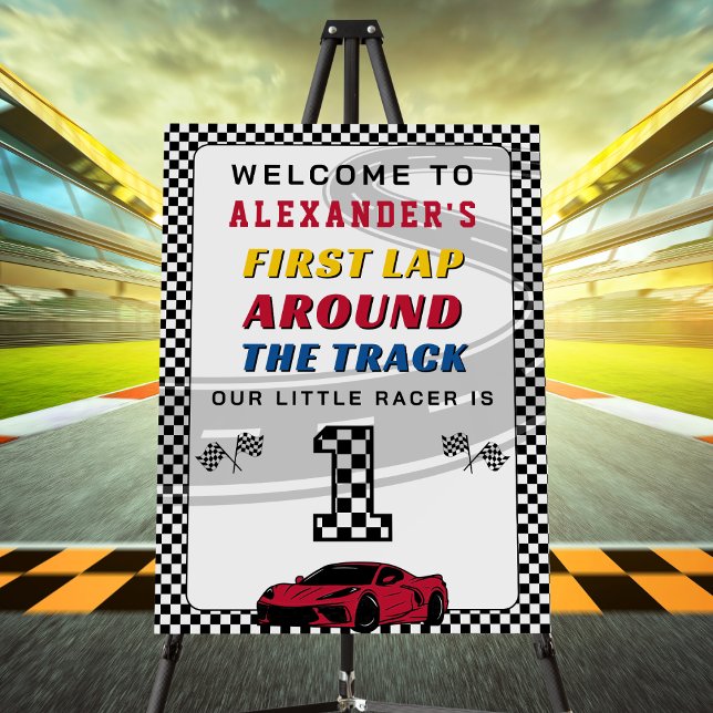 First Lap Around The Track Birthday Welcome Sign (Creator Uploaded)