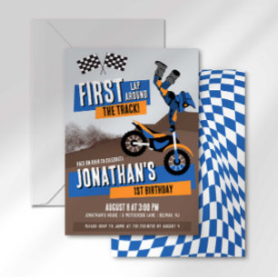 First Lap Around the Track Dirt Bike Birthday Invitation