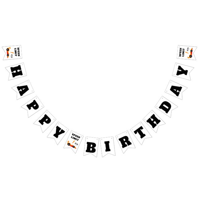 First Lap Around the Track, Happy Birthday Decor Bunting Flags (All)