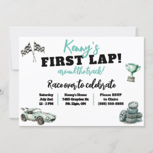 First Lap Around the Track, Kids' Birthday Party Invitation