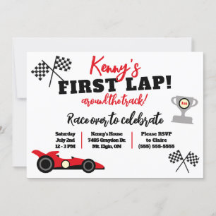 First Lap Around the Track, Kids' Birthday Party Invitation