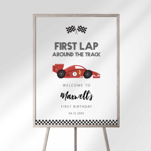 First Lap Around the Track Race Car Welcome Sign