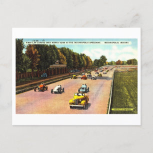 First Lap of Indy 500 Vintage Postcard